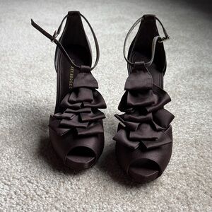 Audrey Brooke Chocolate Ruffle Heels